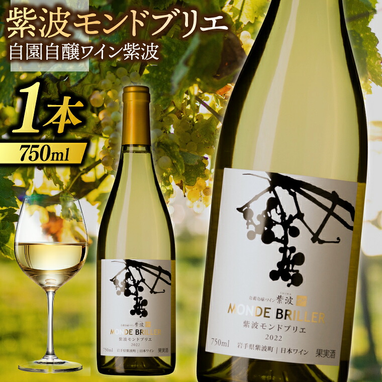 【ふるさと納税】 産地限定 ワイン ぶどう品種使用 「紫波 モンドブリエ」自園自醸ワイン 紫波 紫波町産 ぶどう 白 やや辛口 ワイン (AL081)