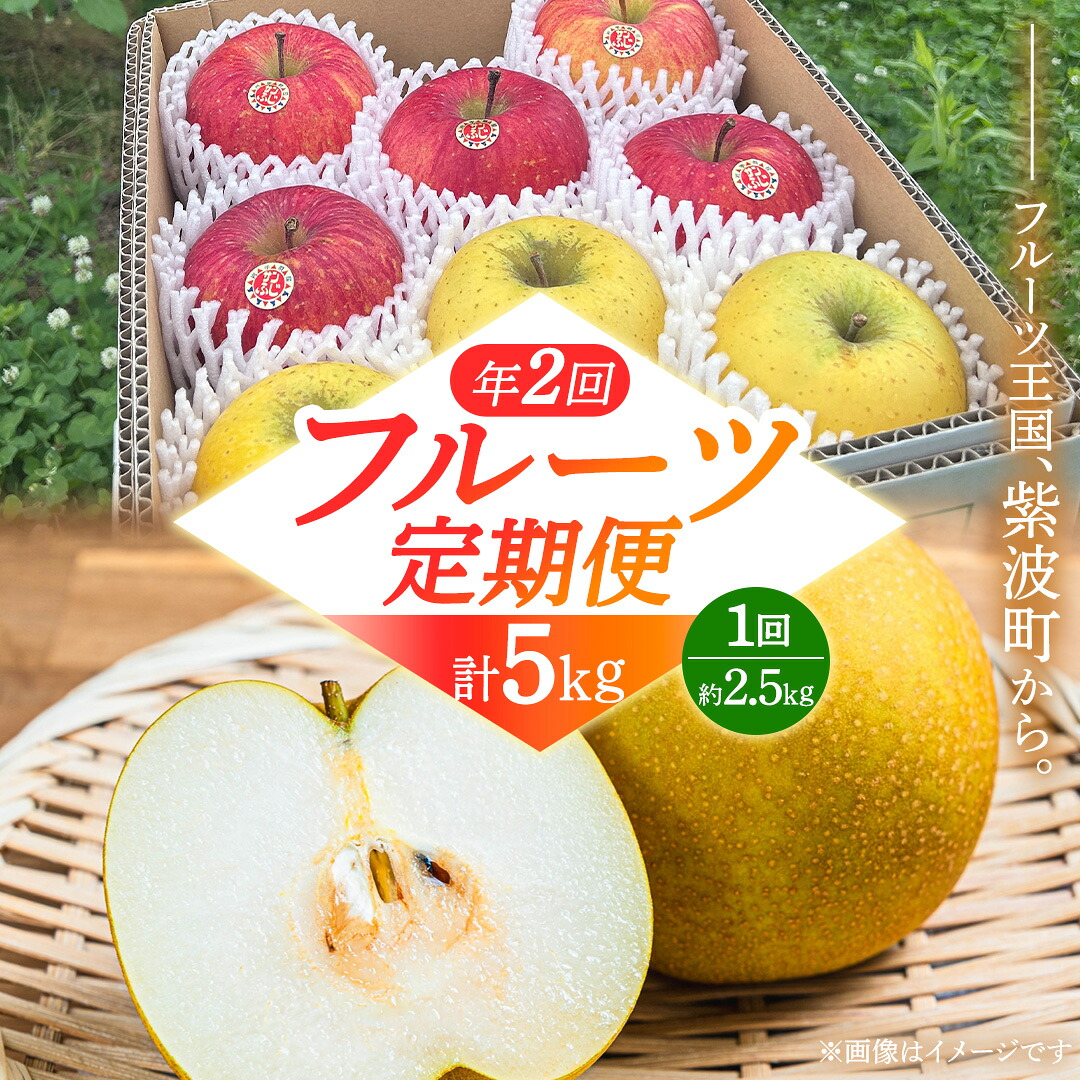 【ふるさと納税】フルーツ 定期便【年2回】計 5kg（各約2.5kg） 梨 りんご 和梨 サンふじ シナノゴールド 愛甘水 林檎 リンゴ サンフジ フルーツ なし 果物 くだもの 食べ比べ 定期便 フルーツ定期便 季節 詰め合わせ セット 果物定期便 先行予約 数量限定 2026 (FB001)｜岩手県紫波町