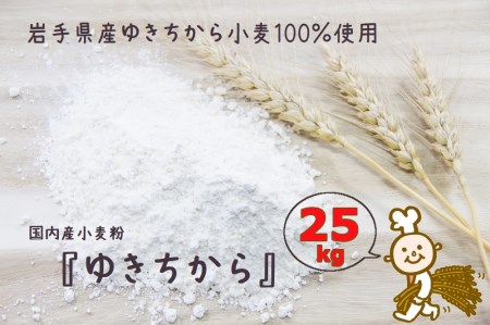 【ふるさと納税】パン作りにオススメ！ゆきちから25kg　岩手県産ゆきちから100％の自慢の国産強力粉