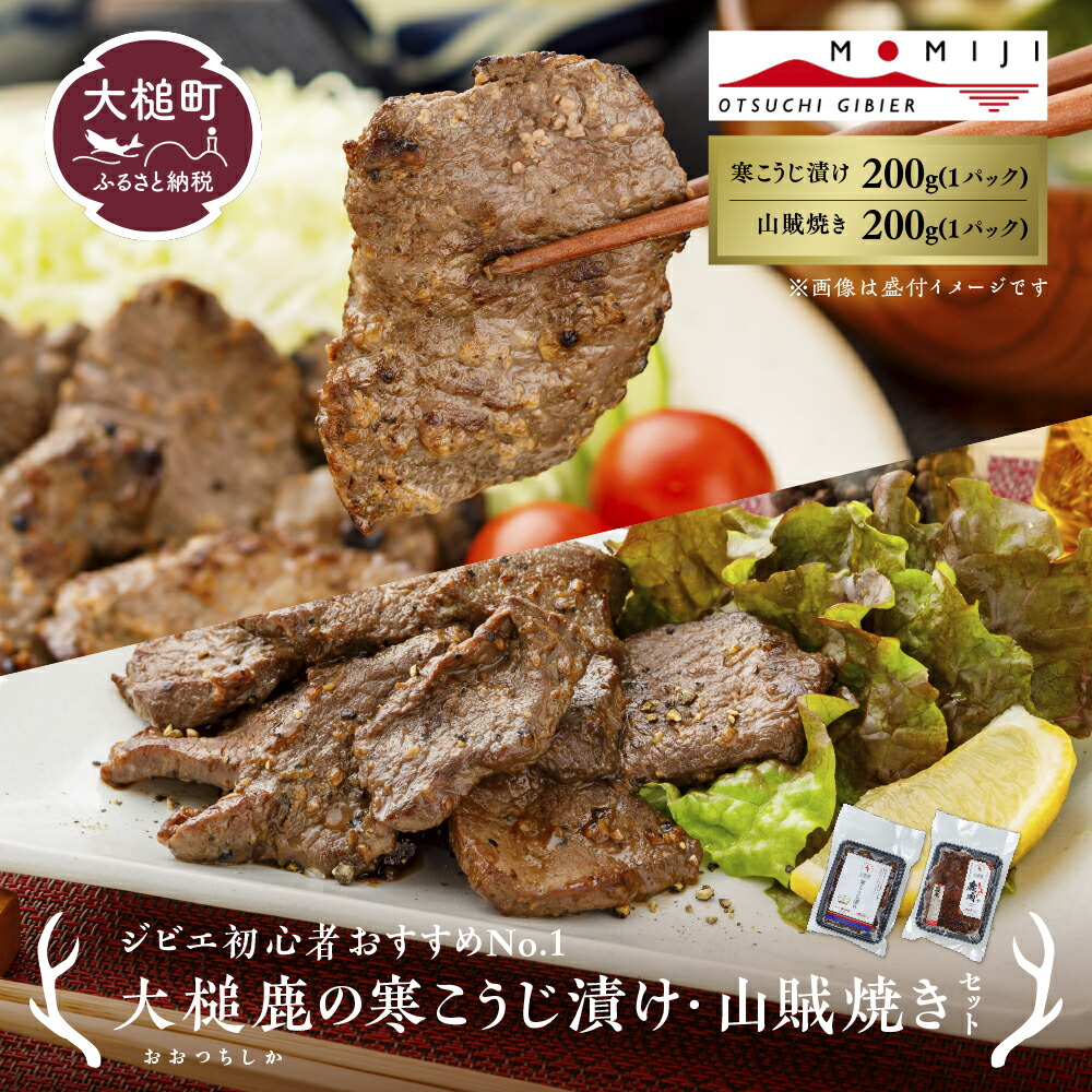 【ふるさと納税】【ジビエ初心者おすすめNo.1】大槌鹿の寒こうじ漬け200g&山賊焼き200gセット 岩手県産 天然鹿 鹿肉 味付肉 山賊焼 ジビエ ヘルシー 低カロリー つまみ あて おかず ご飯のお供 赤身 冷凍 加工肉 ギフト 11,550円