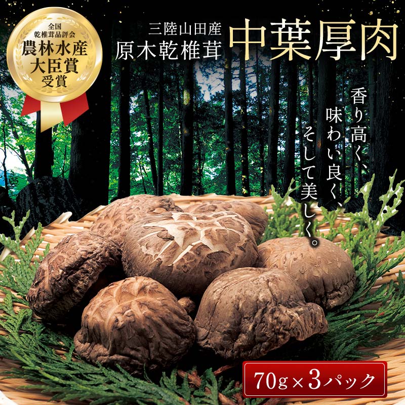 【ふるさと納税】三陸山田産 原木乾椎茸「中葉厚肉」 しいたけ 三陸山田 山田町 野菜 きのこ きのこ名人 農林水産大臣賞 匠 YD-455