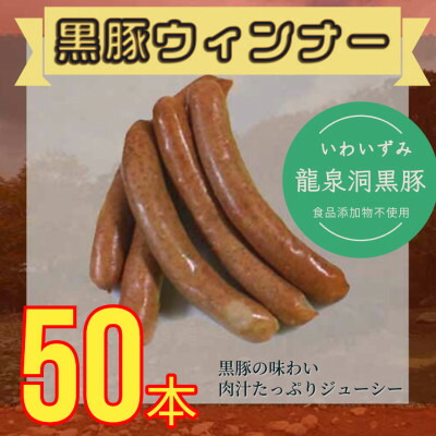 【ふるさと納税】黒豚ウィンナーソーセージ　50本(10PC)セット【龍泉洞黒豚100%使用】食品添加物不使用【配送不可地域：離島】【1618819】