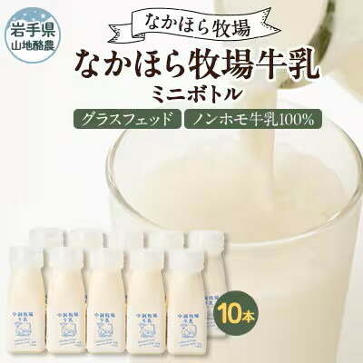 【ふるさと納税】【毎月定期便】なかほら牧場 牛乳ミニボトル 10本全3回【配送不可地域：離島】【4075361】