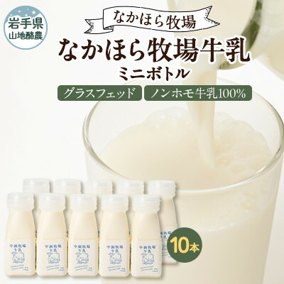 【ふるさと納税】【毎月定期便】なかほら牧場 牛乳ミニボトル 10本全6回【配送不可地域：離島】【4075366】
