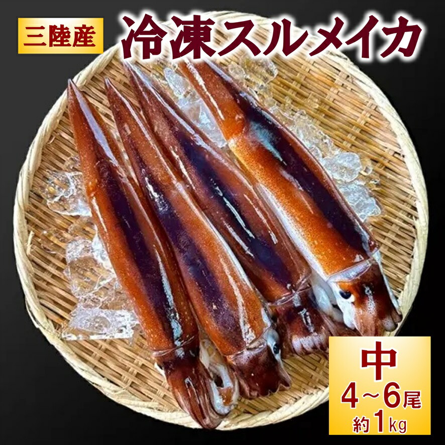 【ふるさと納税】 いか イカ 冷凍スルメイカ 中４～６尾 約１kg前後 鮮度そのまま急速冷凍！ いか スルメイカ 魚介 海鮮 海の幸  新鮮 刺身 塩辛 イカフライ 煮物 姿焼き げそ イカゲソ いかめし イカ飯 イカ焼き イカの塩辛 いか天