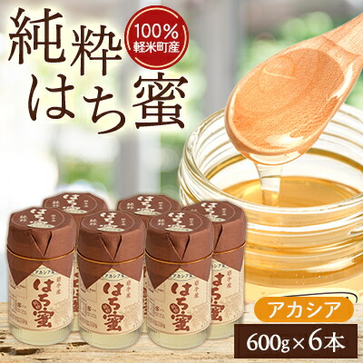 【ふるさと納税】【100%軽米町産】天然ハチミツセット(アカシア蜜の600g6本)【配送不可地域:離島・沖縄県】【1070551】|岩手県軽米町