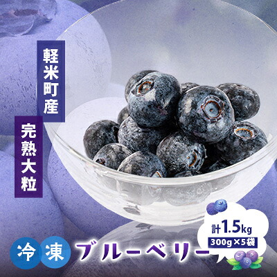 【ふるさと納税】軽米町産【完熟大粒ブルーベリー】冷凍　300g×5袋(合計約1500g)_ ブルーベリー 大粒 完熟 冷凍 フルーツ 人気 美味しい 岩手県 軽米町 産地直送 小分け 【配送不可地域：離島・沖縄県】【1675308】