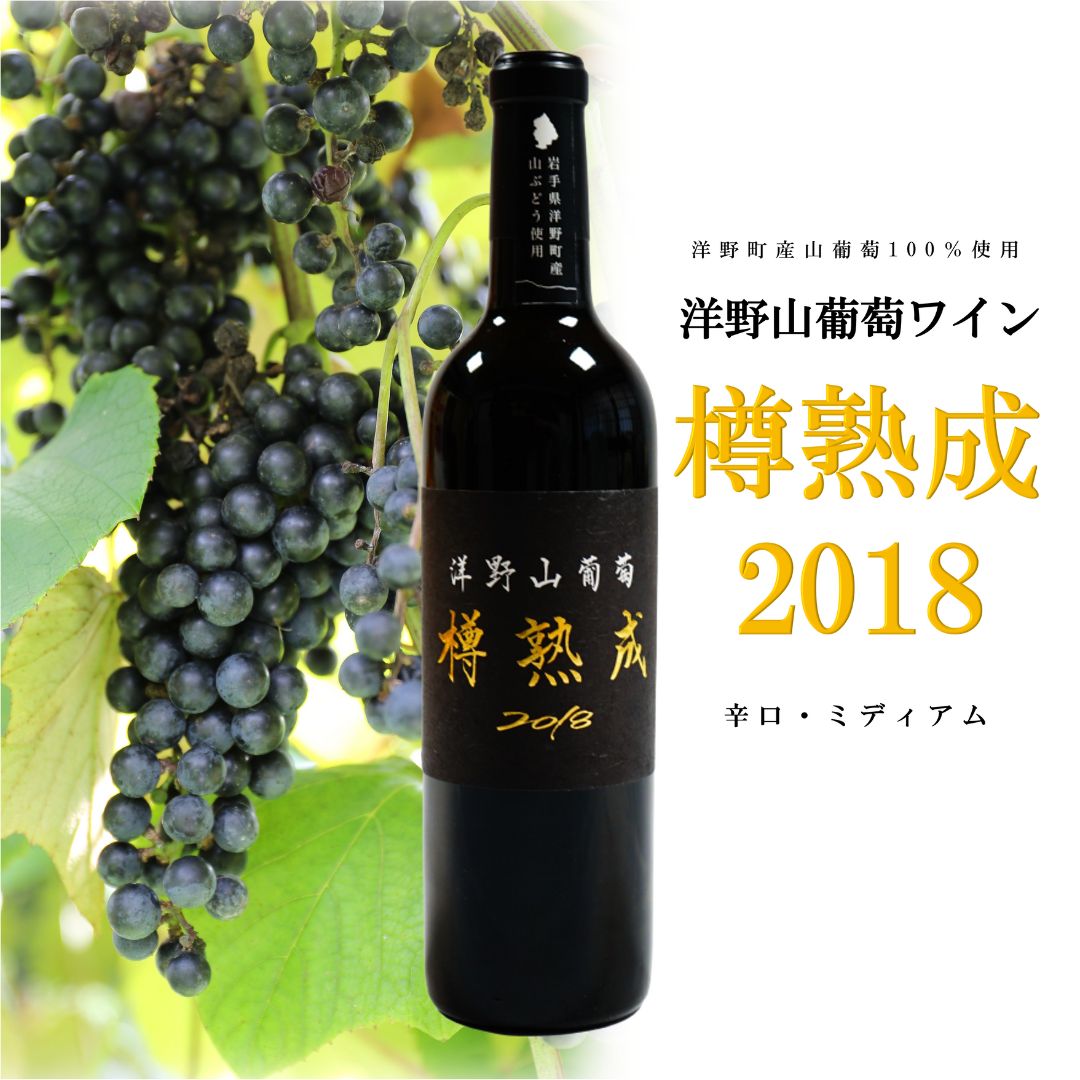 【ふるさと納税】洋野山葡萄ワイン「樽熟成」 2018（辛口・ミディアム 720ml）化粧箱入り