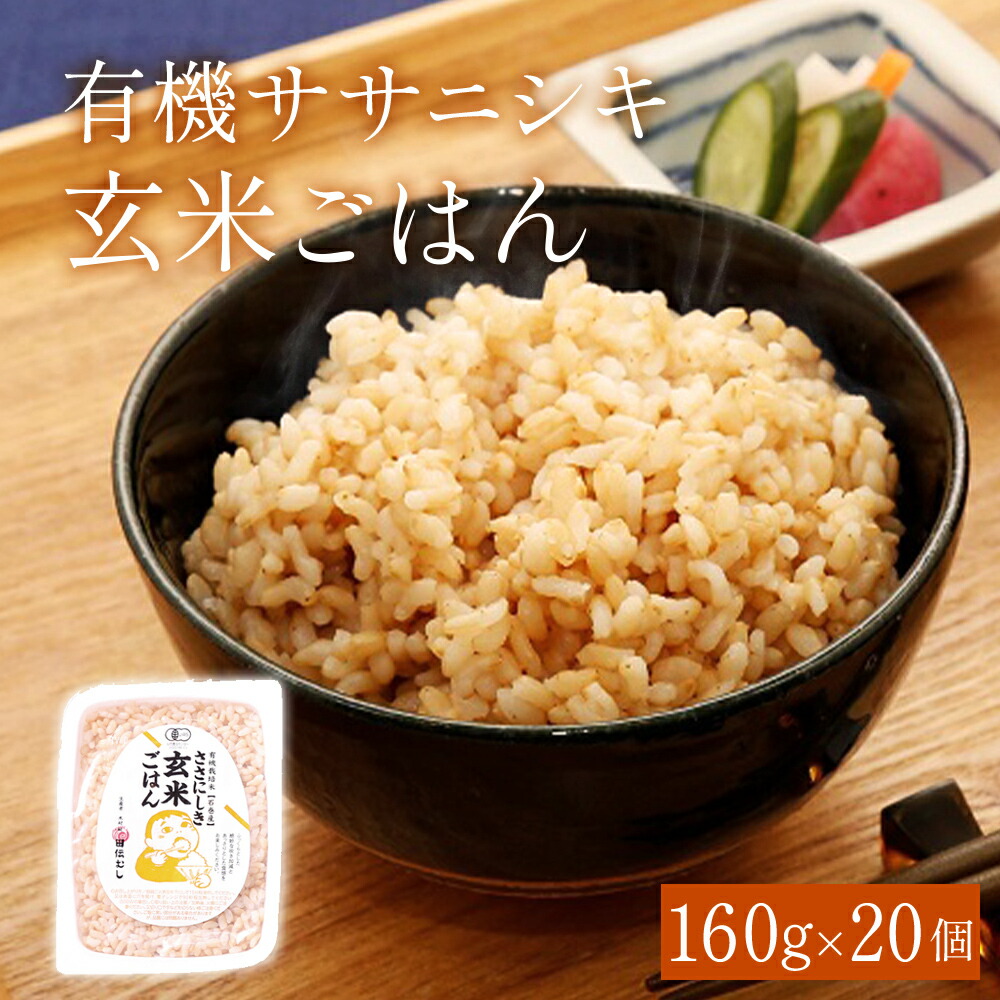 【ふるさと納税】ご飯 パック 玄米 有機 ササニシキ ごはん 160g × 20個 宮城県産 ごはん レトルト パックご飯 ごはんパック 有機玄米 レンジ 調理 電子レンジ 長期保存 保存食 非常食 災害 米 お米 玄米食 農薬不使用 宮城県 石巻 石巻市