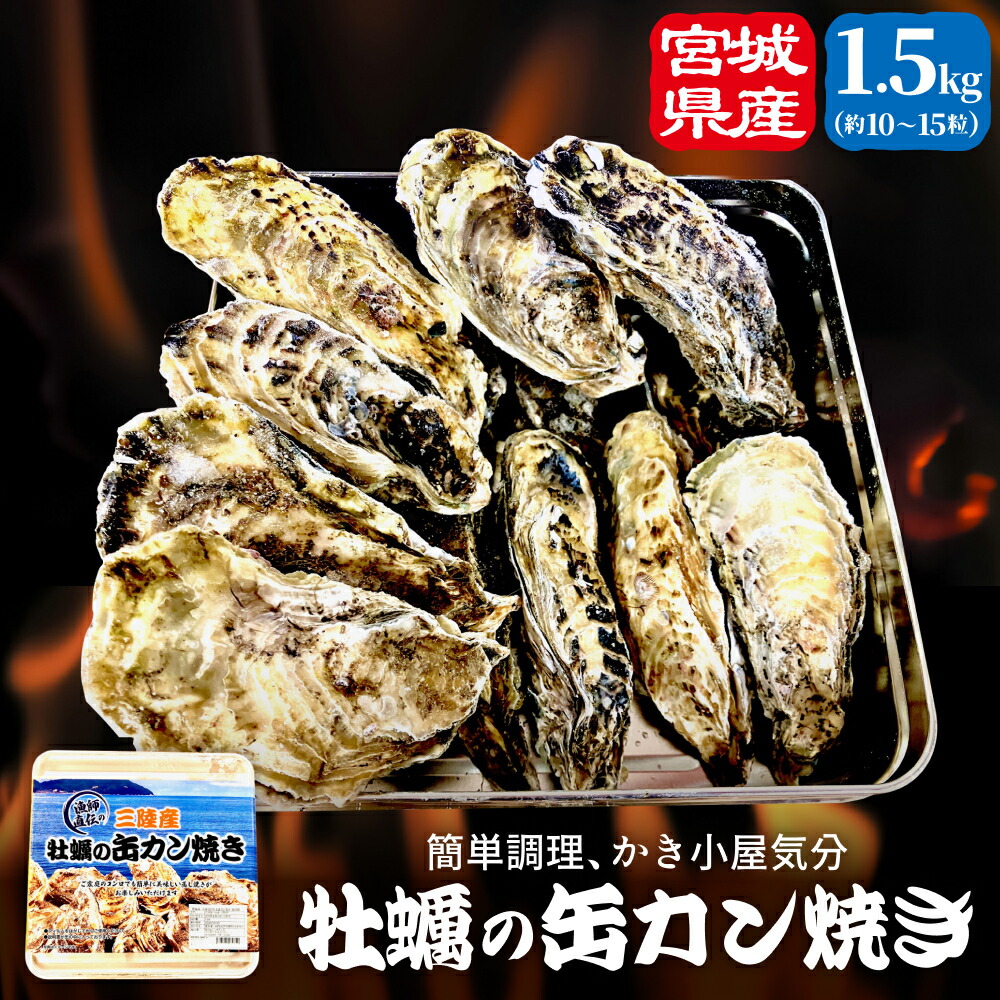 【ふるさと納税】殻付き牡蠣 宮城県産 缶カン焼きセット 1.5kg 約 10個～15個 冷凍 殻付き 牡蠣 ガンガン焼き 牡蠣のカンカン焼き 加熱用 簡単調理 BBQ キャンプ アウトドア カキ 蒸し牡蠣 焼き牡蠣 三陸 浜焼き 缶 取り寄せ 海鮮 魚介 海鮮物 宮城 石巻 宮城県 石巻市｜宮城県石巻市