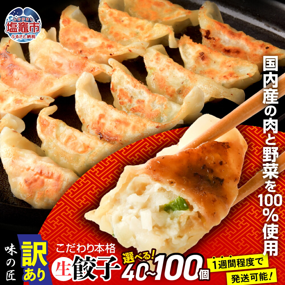 【ふるさと納税】高評価★4.69 訳あり 餃子 無添加 規格外 宮城県産 豚肉 冷凍 40個 50個 100個 こだわり 本格 生餃子 楽天限定 味の匠 不揃い 防腐剤 冷凍餃子 ギョーザ ギョウザ 宮城県 塩竈市 塩釜市 楽天限定