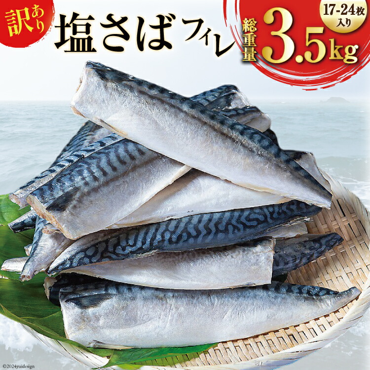 【ふるさと納税】訳あり 減塩 無添加 塩サバ フィレ 総重量 3.5kg (17-24枚入) [足利本店 宮城県 気仙沼市 20564775] 魚介類 魚 海鮮 大容量 サバ さば 鯖 塩分控えめ サバフィレ サバフィーレ 鯖フィレ 塩サバフィレ 切り身 冷凍 訳アリ わけあり