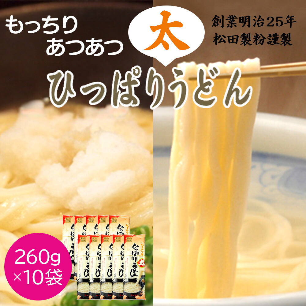 【ふるさと納税】ひっぱり太うどん　260g　10袋入【41155】｜宮城県白石市