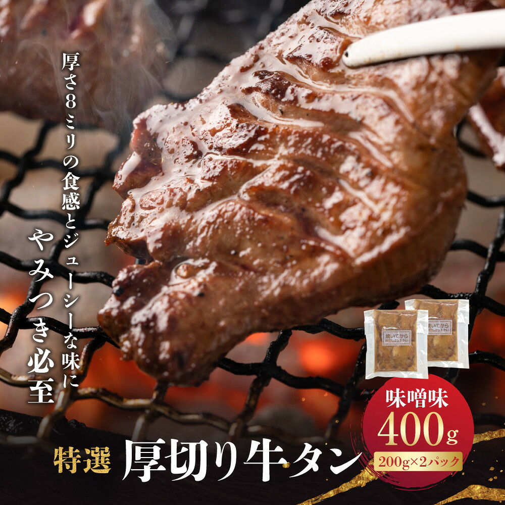 【ふるさと納税】特選厚切り牛タン　味噌味　400g（200g&times;2パック） 宮城県共通返礼品 | 肉 お肉 にく 食品 人気 おすすめ 送料無料 ギフト｜宮城県角田市
