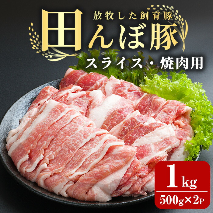 【ふるさと納税】田んぼ豚 スライス1kg (500g×2P) 焼き肉用 豚肉 肉 お肉 冷凍 にく 登米市産 バーベキュー 【株式会社いなほ】tm265|宮城県登米市
