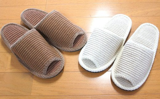 【ふるさと納税】スリッパ2足セット　＜インドコットン・フェルト底・M（約25cm）Lサイズ（約27cmまで）＞　【04301-0350】｜宮城県蔵王町