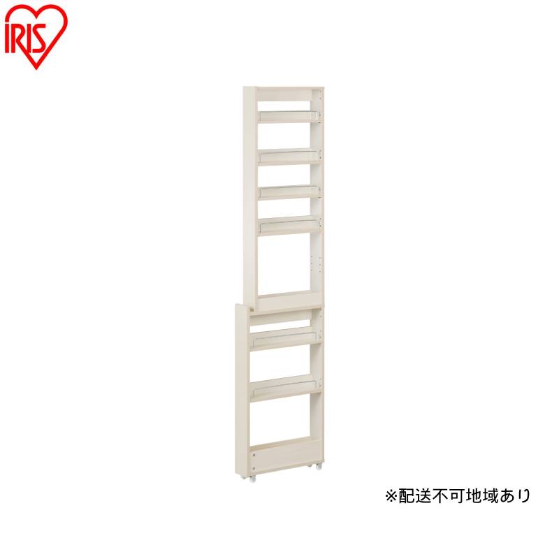 【ふるさと納税】キッチン隙間収納ラック KSRーH100 ホワイト 隙間収納 すきま収納 ラック 10cm キッチンラック スリム キャスター付き ストッカー 収納 おしゃれ パントリー 棚 薄型 冷蔵庫横 洗面所 キッチン収納 アイリスオーヤマ ハイタイプ｜宮城県大河原町
