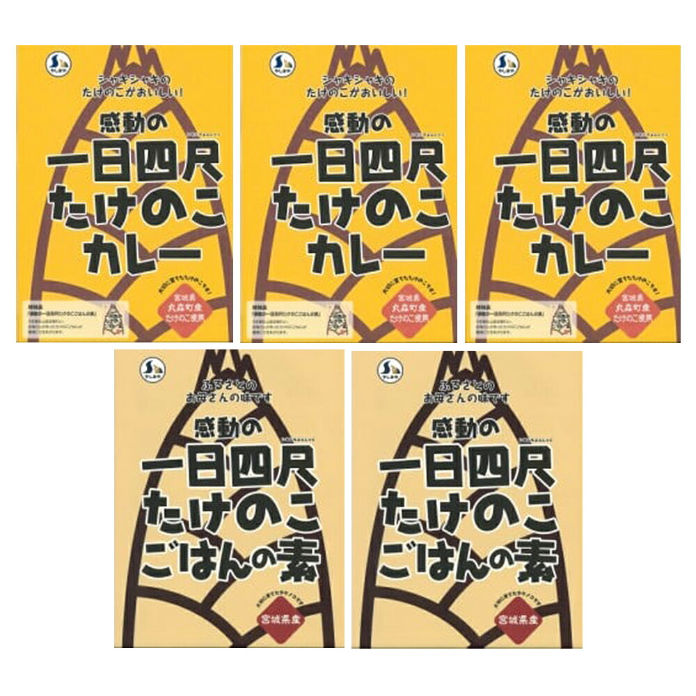 【ふるさと納税】【丸森町特産】 たけのこカレー3個とたけのこご飯のもと2個【08110】