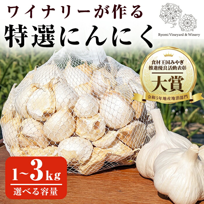 【ふるさと納税】ワイナリーが作る特選にんにく 1～3kg バラ 選べる容量 にんにく ニンニク ガーリック 了美ホワイト 六片種 ばら ホワイト六片 おつまみ ワイン 健康 食品 料理 産地直送 宮城県 大和町【了美ワイナリー】ta350・ta426
