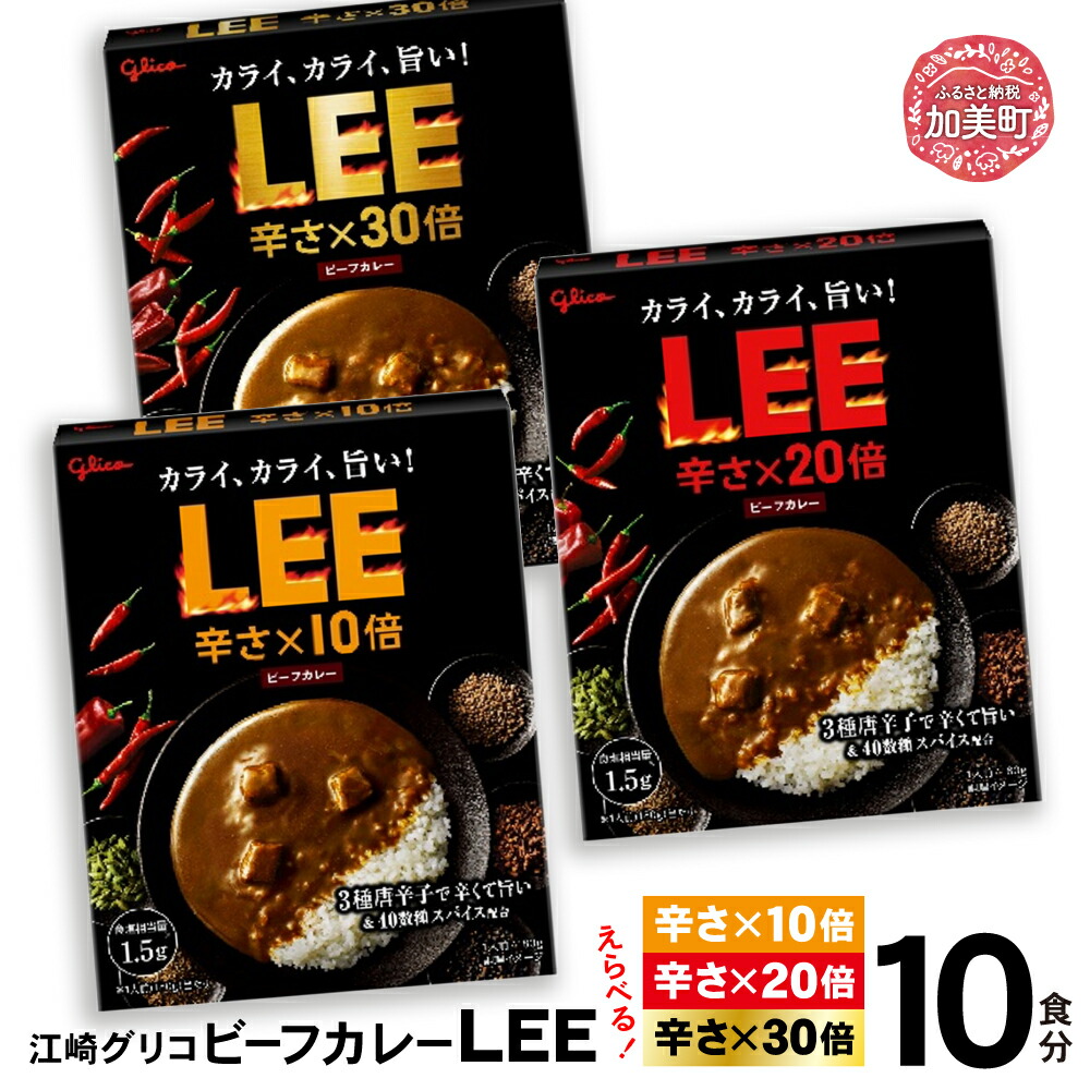 【ふるさと納税】カレー レトルト レンジ グリコ 辛口 LEE リー 10食セット 選べる辛さ 3種類 10倍 20倍 30倍 ｜ 定期便  3ヶ月 6ヶ月 12ヶ月 ｜ glico 保存食 レトルト食品 湯煎 備蓄 簡単調理 常温 温めるだけ レトルトカレー LEE 辛口 激辛 スパイスカレー ビーフカレー
