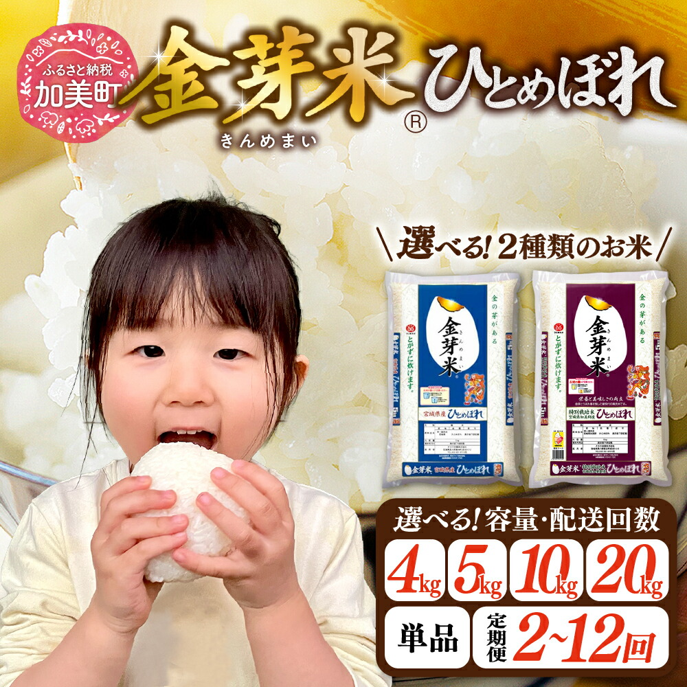 【ふるさと納税】 金芽米 無洗米 米 4kg 5kg 10kg 20kg 《選べる定期便 2～12回》 令和7年 お米 加美産 宮城県産 ひとめぼれ 特別栽培米 [ 宮城県 加美町 km-km-knm ] きんめまい お米 こめ コメ 白米 玄米 ヒトメボレ ロウカット 3ヶ月 6ヶ月 12ヶ月