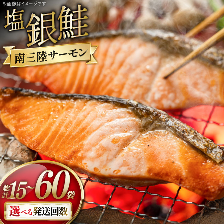 【ふるさと納税】 【選べる発送回数】 定期便 塩銀鮭パック 3切×5袋 [たみこの海パック 宮城県 南三陸町 m304amh560090] 鮭 切り身 サーモン 銀鮭 塩銀鮭 シャケ 切身 さけ サケ 国産 小分け 個包装 冷凍 3回 6回 12回