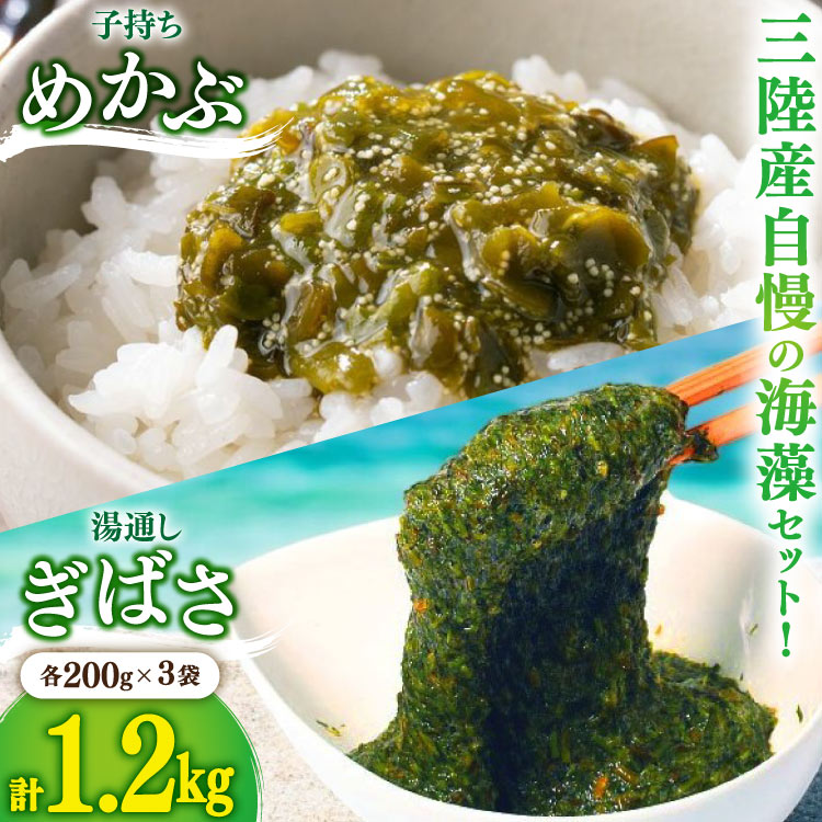 【ふるさと納税】 海藻 とんとん めかぶ 湯通し ぎばさ 各3本 セット [南三陸さんさんマルシェ 宮城県 南三陸町 m304amh600079] 冷凍 国産 メカブ あかもく アカモク