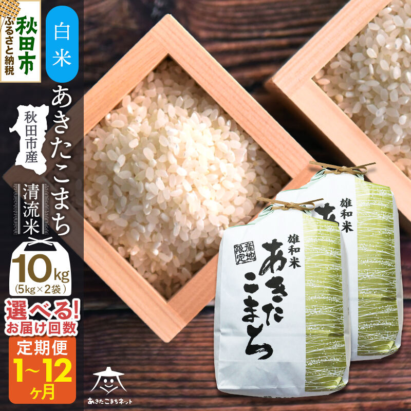 【ふるさと納税】あきたこまち 清流米 10kg(5kg&times;2袋) 秋田市雄和産【白米】【選べるお届け回数(1回～定期便) 】 [秋田県産 あきたこまち お米 精米]｜秋田県秋田市