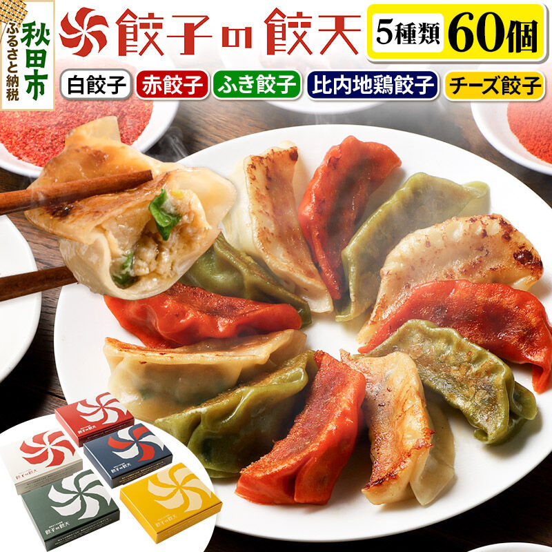 【ふるさと納税】5種餃子 60個詰合せ 餃子の餃天 化学調味料無添加|秋田県秋田市