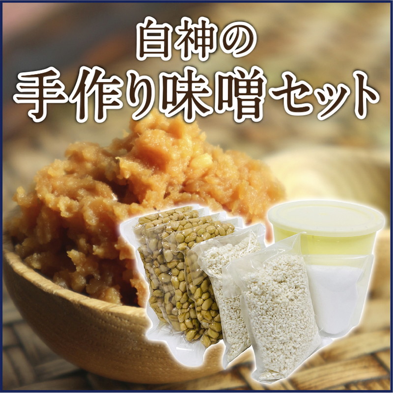 【ふるさと納税】白神屋 白神の手作り味噌セット 2kg 大豆製品 味噌づくり 発酵食品 自分で作る 味噌づくりキット 　お届け：入金確認後、2週間～1か月程度でお届けします。