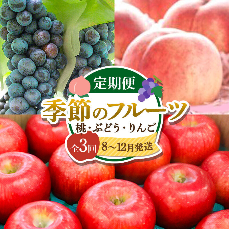 【ふるさと納税】【先行受付】《年3回お届け》横手市産 季節のフルーツ定期便《8月～12月お届け》（桃・ぶどう・りんご） [先行予約 旬 くだもの 果物 フルーツ 桃 もも モモ ぶどう ブドウ 葡萄 りんご リンゴ 林檎 あかつき スチューベン]｜秋田県横手市
