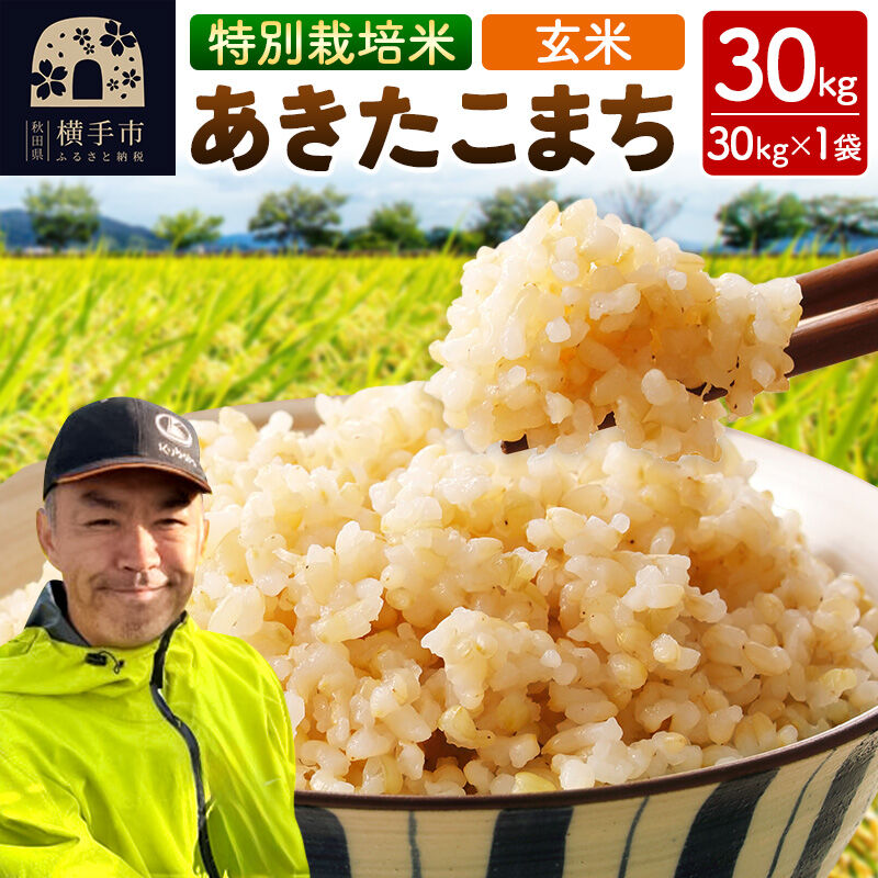 【ふるさと納税】秋田県 横手市 【玄米】令和7年産 特別栽培米 あきたこまち 30kg（30kg&times;1袋） [秋田県産 あきたこまち 秋田こまち 特別栽培米 令和7年産 玄米]｜秋田県横手市 57,600円