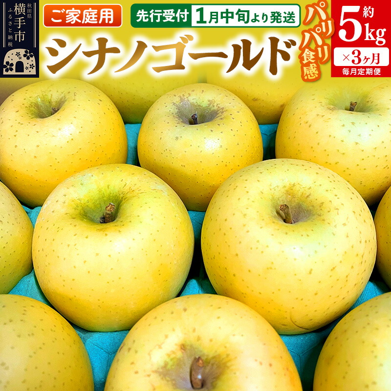 【ふるさと納税】【先行受付】1月中旬より発送 《定期便3ヶ月》パリパリ食感シナノゴールド ご家庭用 約5kg（14～23玉前後）×3回 計15kg 3か月 3ヵ月 3カ月 3ケ月