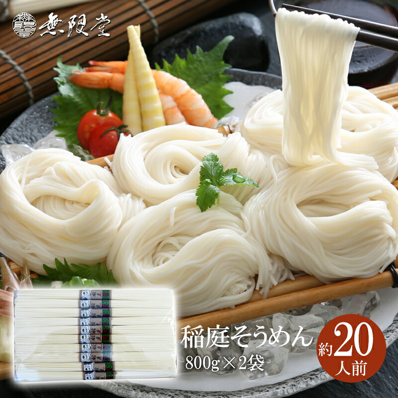 【ふるさと納税】稲庭そうめんチャック袋入800g×2袋(約20人前)【(株)無限堂】[B2-12901]