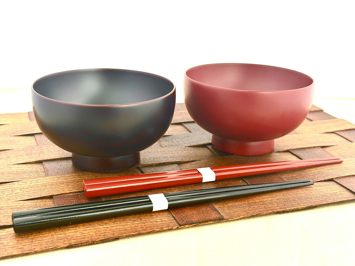 【ふるさと納税】川連漆器 箸付夫婦坪汁椀（銀朱・銀溜）紙箱入【株式会社 佐藤商事】[H2-5502]