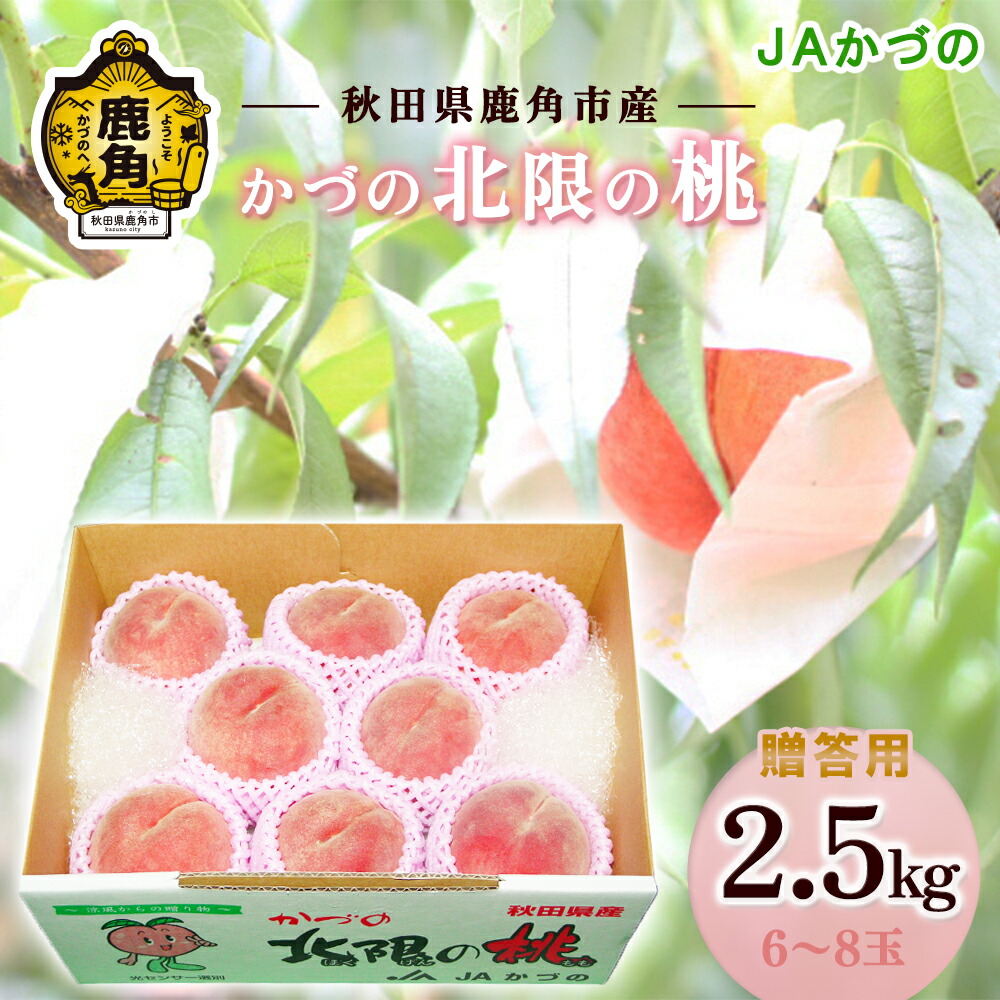 【ふるさと納税】《 先行予約 》 JA 桃 かづの北限の桃 約 2.5kg  ( 6～8玉 ) 贈答用 桃 光センサー もも モモ 甘い 果物 フルーツ くだもの グルメ お取り寄せ 人気 ランキング お中元 お歳暮 ギフト 故郷 秋田 あきた 鹿角市 鹿角 送料無料 【JAかづの】