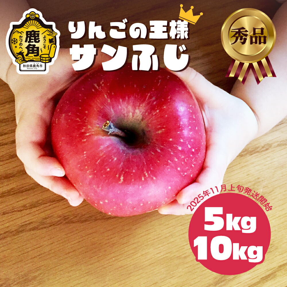 【ふるさと納税】《 先行予約 》 秋田県鹿角産 りんご 秀品 サンふじ 5kg 10kg かづのりんご 食感 果汁 さっぱり リンゴ 完熟 旬 県産りんご 林檎 お中元 お歳暮 贈り物 お見舞い グルメ ギフト 故郷 秋田 あきた 鹿角市 鹿角 送料無料 【ケーケー農園】