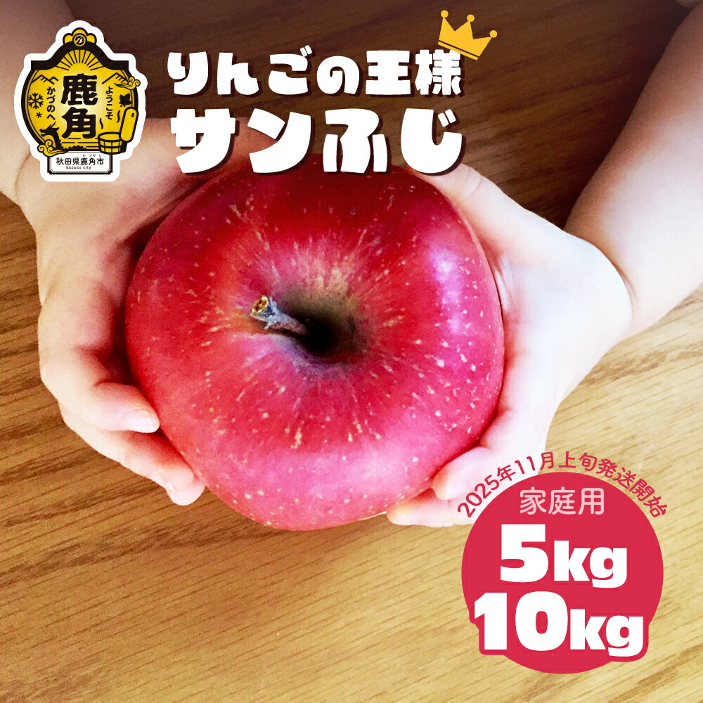 【ふるさと納税】《 先行予約 》 訳あり 秋田県鹿角産 りんご 家庭用 サンふじ 5kg / 10kg かづのりんご 食感 果汁 さっぱり リンゴ 完熟 旬 県産りんご 林檎 お中元 お歳暮 贈り物 お見舞い グルメ ギフト 故郷 秋田 あきた 鹿角市 鹿角 送料無料 【ケーケー農園】