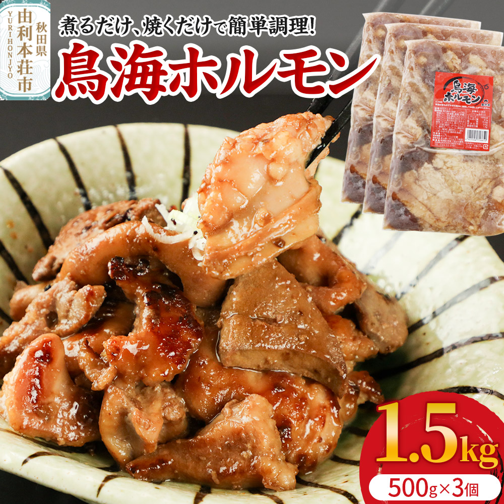 【ふるさと納税】鳥海ホルモン 3個入（500g&times;3） [鳥海 ホルモン 豚肉 肉 内臓ミックス BBQ 煮るだけ 焼くだけ 簡単調理 真空包装 夕食 おかず 惣菜 冷凍 秋田県 由利本荘市]｜秋田県由利本荘市