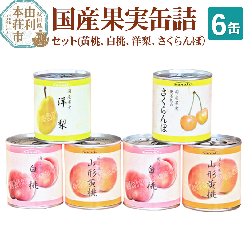 【ふるさと納税】Sanuki フルーツ缶詰 国産果実缶詰 6缶セット(黄桃、白桃、洋梨、さくらんぼ）