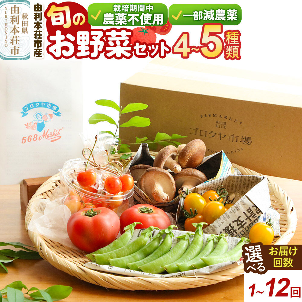 【ふるさと納税】旬のお野菜セット【選べるお届け回数：1回／3回／6回／12回】定期便 秋田県 由利本荘市産 栽培期間中農薬不使用 減農薬 [野菜 セット 季節野菜 旬野菜 お野菜 山菜 果物 栽培期間中 農薬不使用 春夏秋冬 秋田県 由利本荘市]｜秋田県由利本荘市