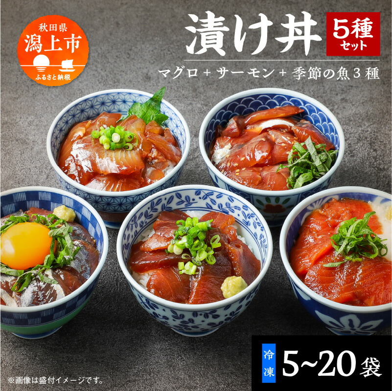 【ふるさと納税】海鮮漬け丼セット 5種×2袋 60g 選べる袋数 5袋 10袋 20袋 食べ比べ 訳アリ 訳あり 簡易包装 冷凍 海鮮丼 海鮮 マグロ サーモン タイ アジ イナダ 季節 魚 漬け 丼  魚介 簡単調理 お手軽 小分け パック 個包装 おすすめ  送料無料 【西村魚屋】