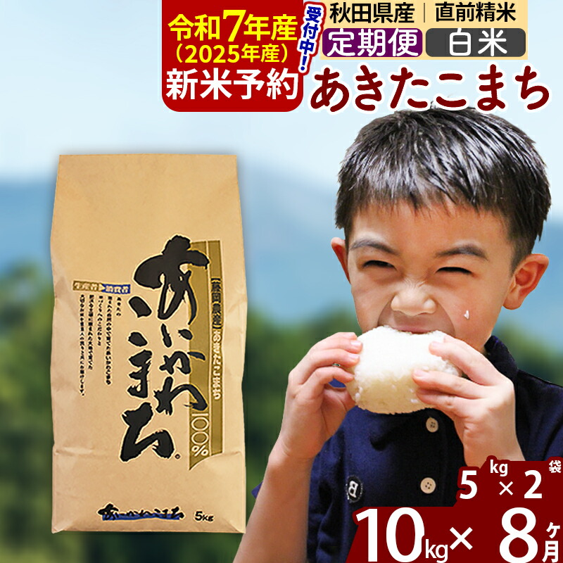 【ふるさと納税】※令和7年産 新米予約※《定期便8ヶ月》秋田県産 あきたこまち 10kg【白米】(5kg小分け袋) 2025年産 お届け周期調整可能 隔月に調整OK お米 藤岡農産