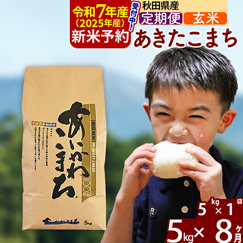【ふるさと納税】※令和7年産 新米予約※《定期便8ヶ月》秋田県産 あきたこまち 5kg【玄米】(5kg小分け袋) 2025年産 お届け周期調整可能 隔月に調整OK お米 藤岡農産