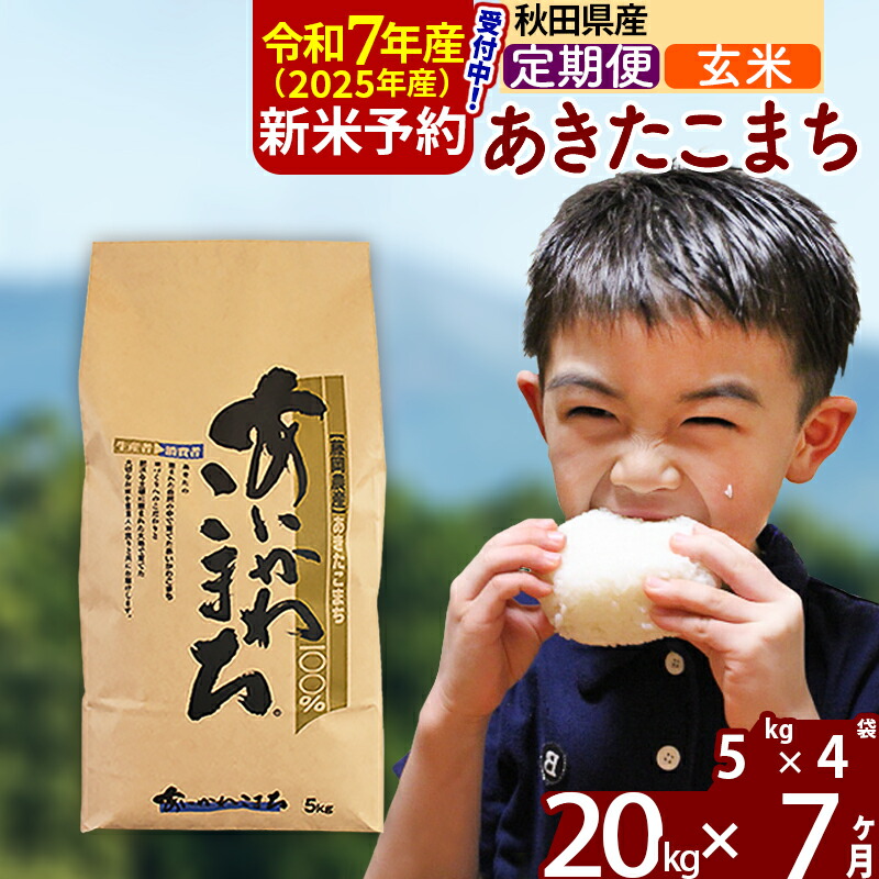 【ふるさと納税】※令和7年産 新米予約※《定期便7ヶ月》秋田県産 あきたこまち 20kg【玄米】(5kg小分け袋) 2025年産 お届け周期調整可能 隔月に調整OK お米 藤岡農産