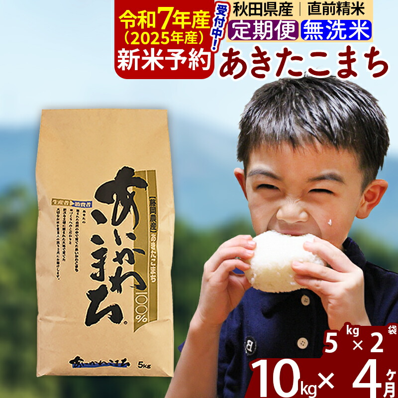 【ふるさと納税】※令和7年産 新米予約※《定期便4ヶ月》秋田県産 あきたこまち 10kg【無洗米】(5kg小分け袋) 2025年産 お届け周期調整可能 隔月に調整OK お米 藤岡農産