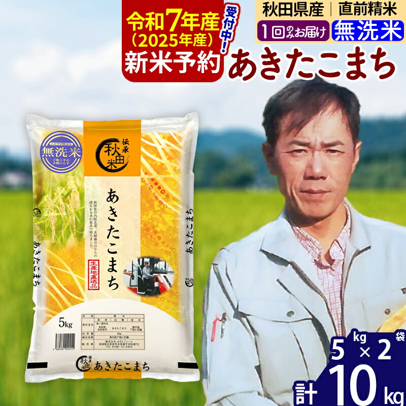 【ふるさと納税】※令和7年産 新米予約※秋田県産 あきたこまち 10kg【無洗米】(5kg小分け袋)【1回のみお届け】2025年産 お米 みそらファーム