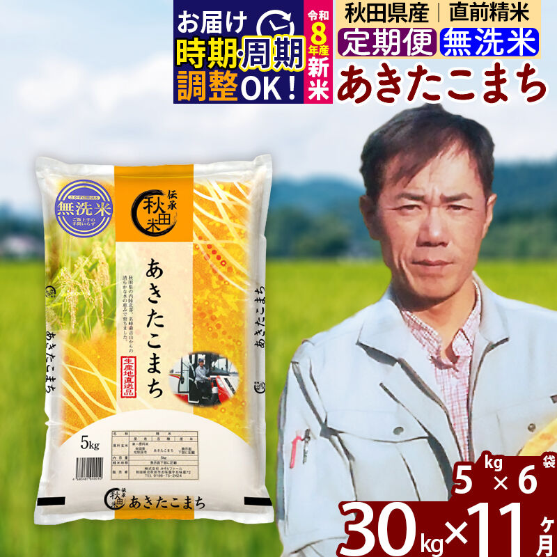 【ふるさと納税】※令和8年産 新米予約※《定期便11ヶ月》秋田県産 あきたこまち 30kg【無洗米】(5kg小分け袋) 2026年産 令和8年産 お米 みそらファーム [みそらファーム 秋田 お米 あきたこまち 米どころ 東北 北秋田市 秋田県産]｜秋田県北秋田市