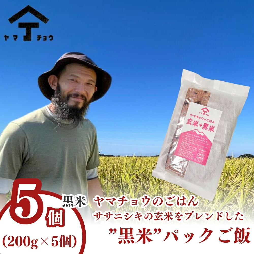 【ふるさと納税】ヤマチョウのごはん パックご飯 玄米 黒米ブレンドごはん 200g×5個セット 秋田県産　お届け：ご入金確認後、2週間から1ヶ月程度でお届けします。