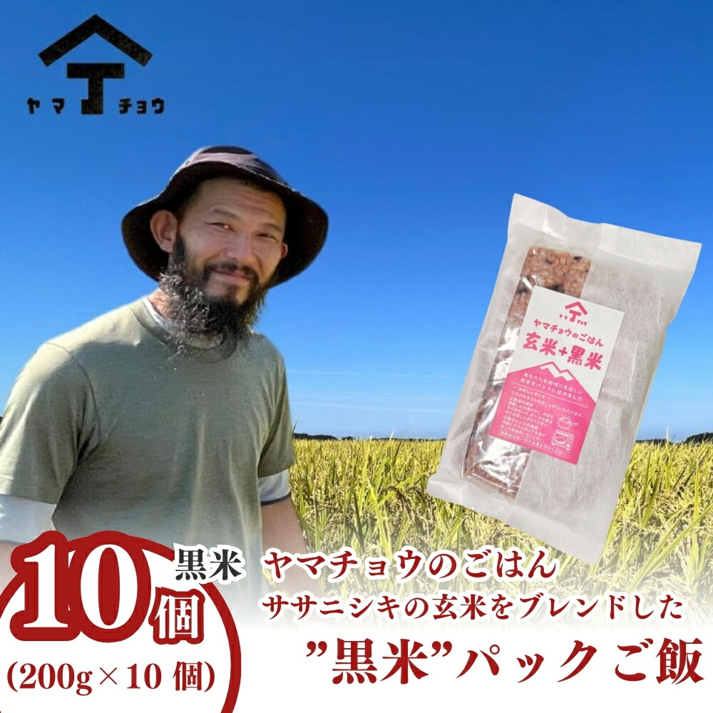 【ふるさと納税】ヤマチョウのごはん パックご飯 玄米 黒米ブレンドごはん 200g×10個セット 秋田県産　お届け：ご入金確認後、2週間から1ヶ月程度でお届けします。
